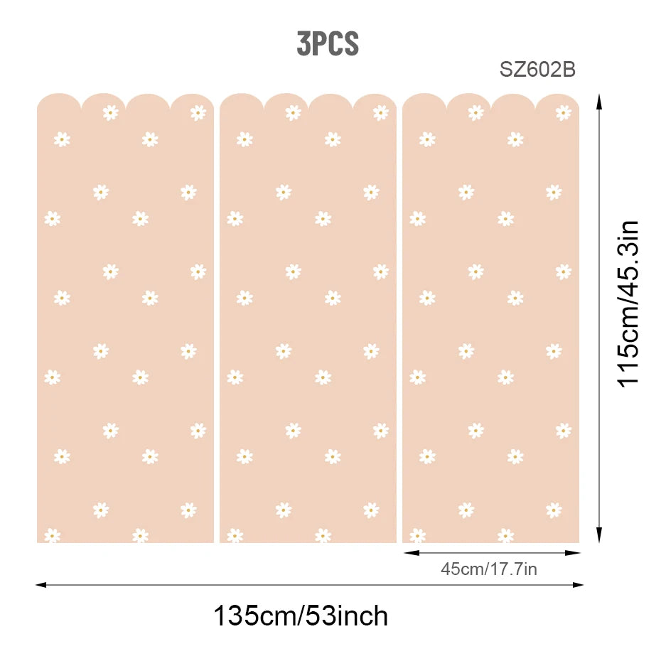 Boho Flower Daisy Scalloped Wallpaper Nursery Child Wall Art Kids Room Girls Bedroom Home Decor Waterproof Peel and Stick