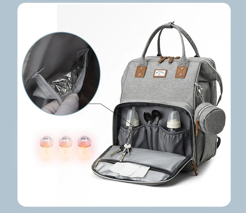 Fashion Mommy Diaper Bags with Diaper Pad Nursing Bags Maternity USB Multifunctional Portable Large Baby Stroller Hanging Bag