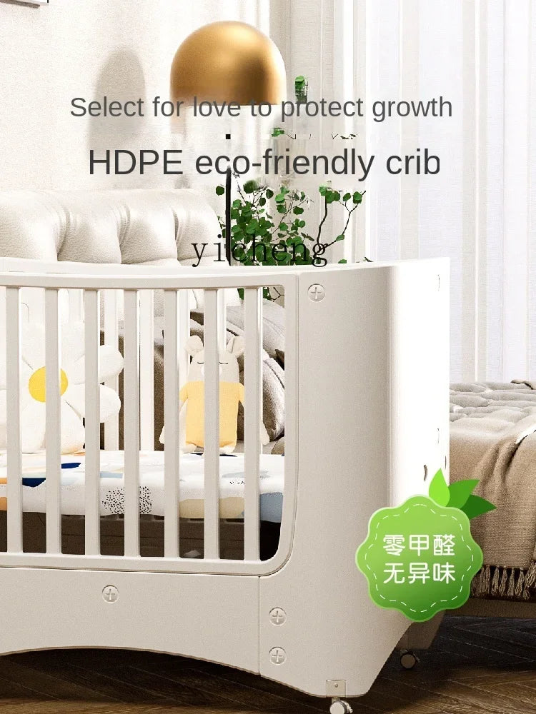 zz  Movable Crib Bed Diaper-Changing Table Lifting Multifunctional Children's Bed Cradle Newborn