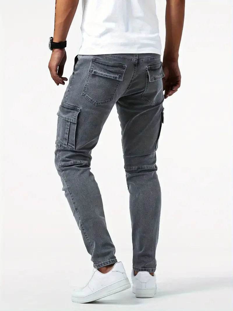 New Jeans Men's Side Pocket Skinny Jeans Slim Solid Color High Waist Denim Pencil Pants Summer - AIAZ