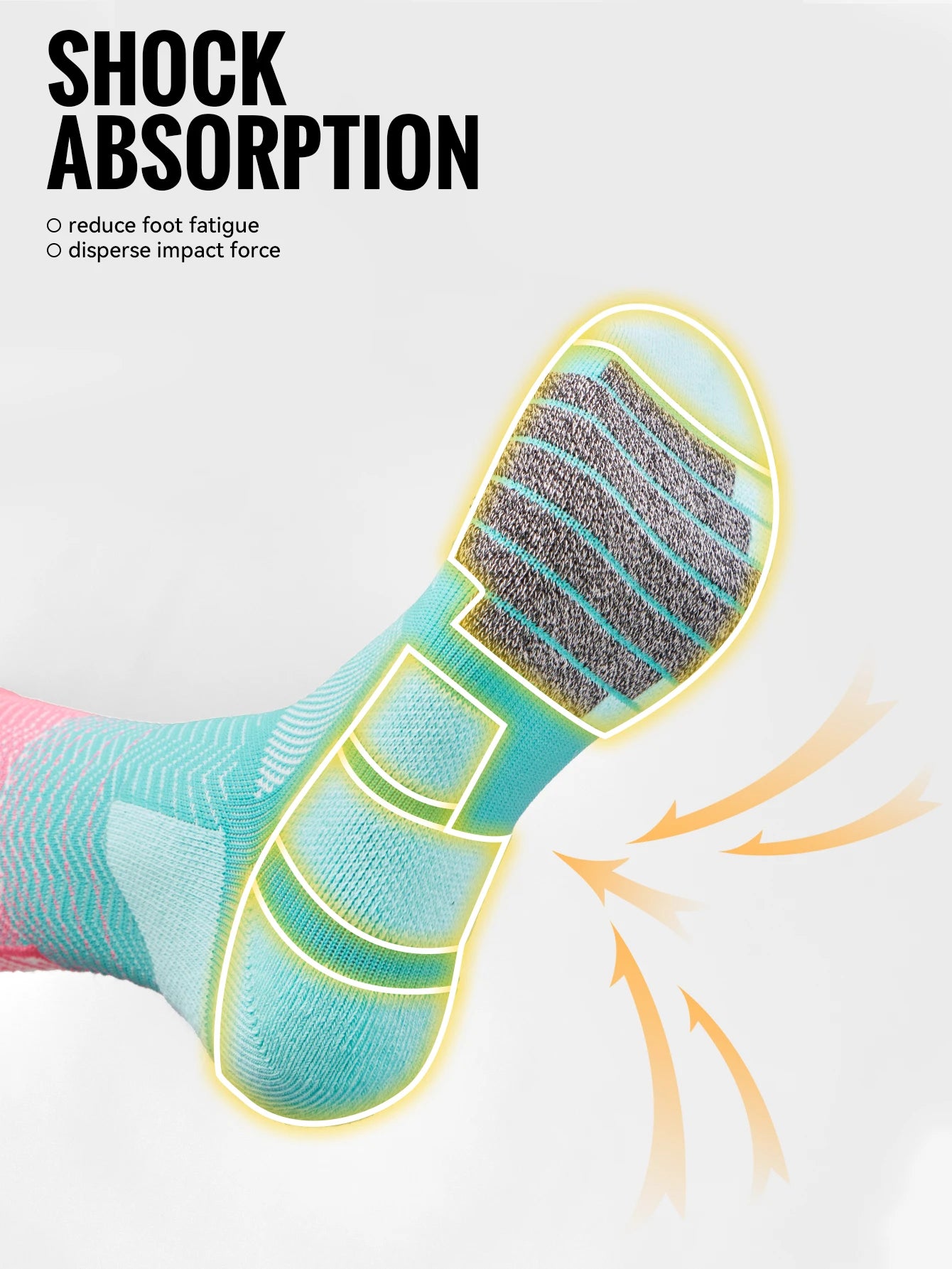 WRELS Socks Athletic Cushion Moisture Wicking Sports Socks Thickening Towel Bottom Sweat Absorbing Shock-absorbing Running Socks