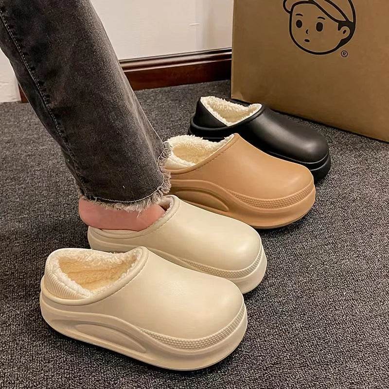 2025 Winter Men Women Warm Slipper EVA Short Plush Fur Indoor Flip Flop Non-Slip Waterproof Casual Outdoor Slipper For Couple - AIAZ