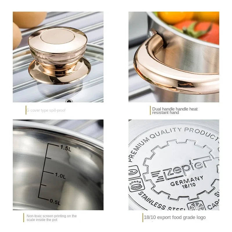 Premium Induction Cookware Set, High-Grade Inox Casseroles, Frypan, Saucepan, Kitchen Utensils & Tools, Efficient Cookware