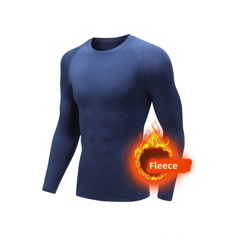 Men Undershirts Men's Winter Thermal Underwear Thin Fleece Elastic Compression Fitness For Winter Sports First Layer Wear - AIAZ