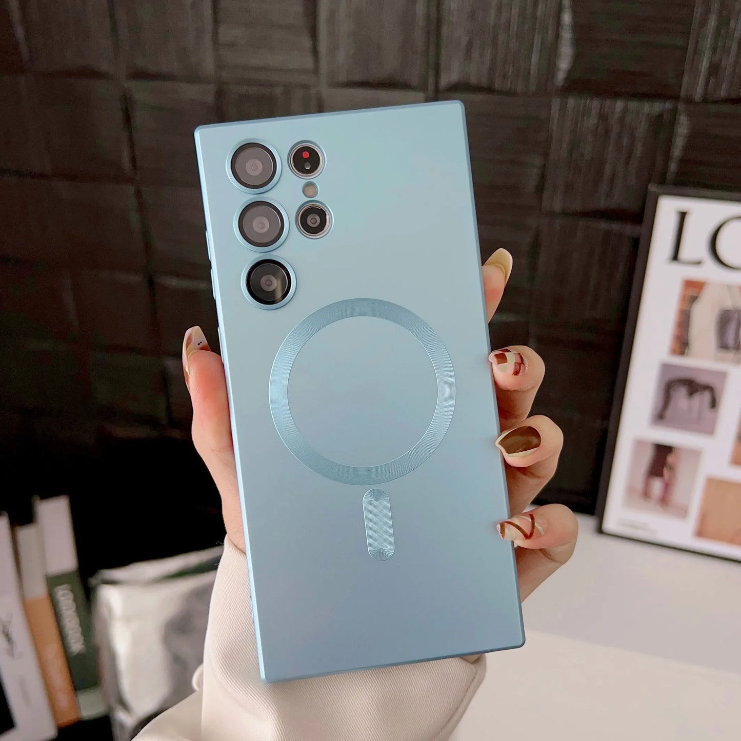Luxury Magnetic Wireless Charging Matte Case For Samsung Galaxy S25 S24 S23 S 25 24 Ultra Plus Cases Shockproof Soft Phone Cover