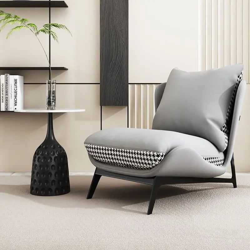 Italian Luxury Light Sofa Chair: Trendy Lazy Lounger, Ideal for Small Living Rooms & Balconies