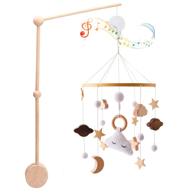 3pc/set Baby Wooden Bed Bell Bracket Mobile Hanging Rattles Toy Hanger Baby Crib Mobile Bed Bell Wood Toy Holder Arm Bracket