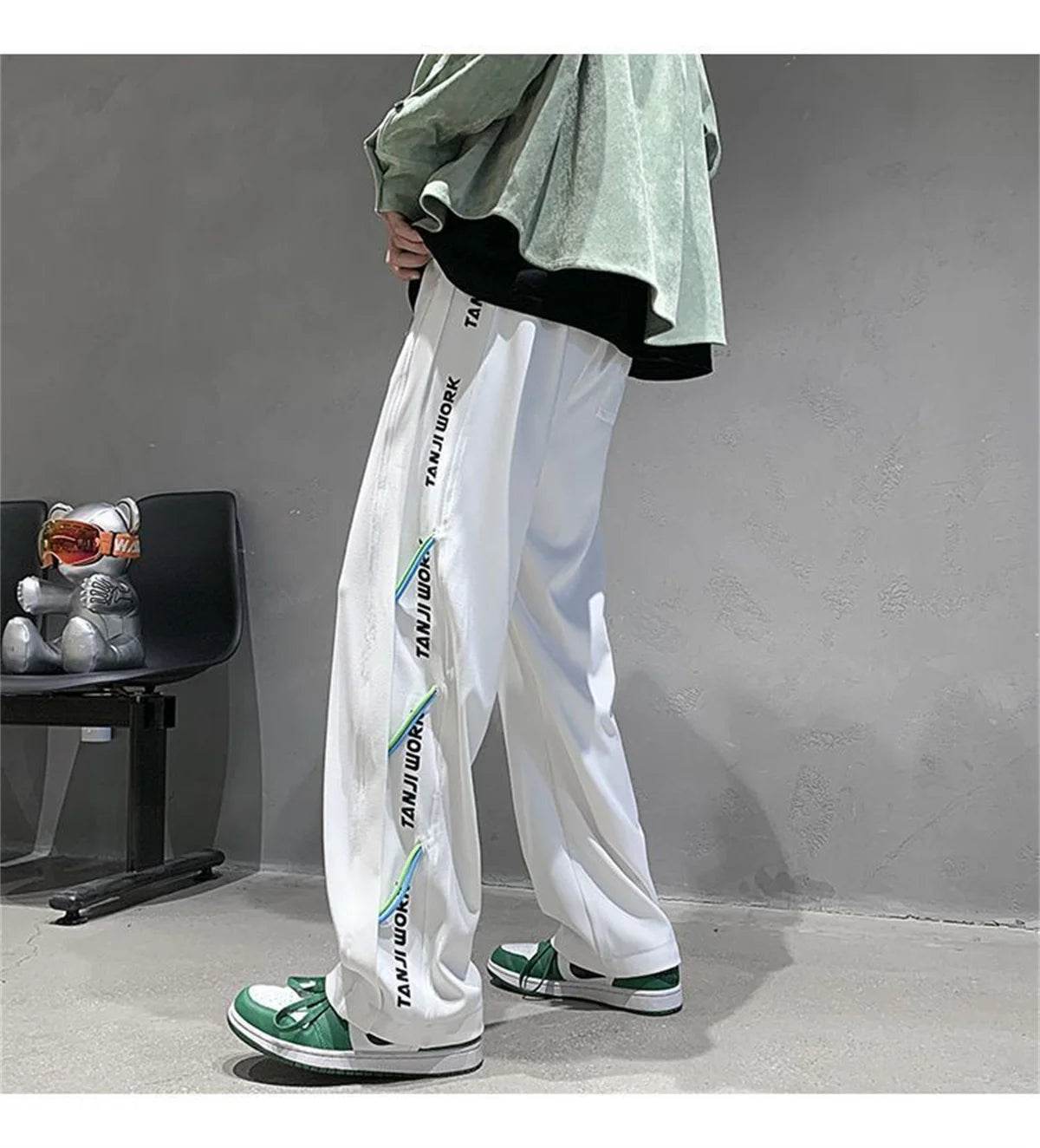2025 New Fashion Trends Men's Casual Pants Processing Pants Thin Loose Oversized Elastic Breathable and Ventilated Pants - AIAZ