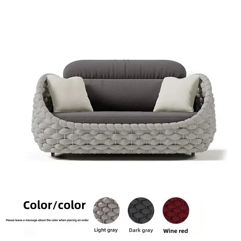 Outdoor Rattan Sofa Courtyard Combination Double Chair Leisure Terrace Villa Living Room Balcony Outdoor Seat Furniture Home