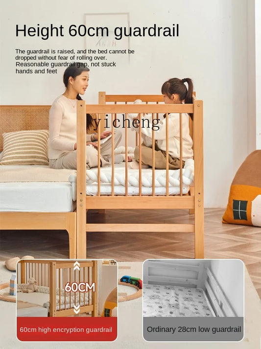 ZZ Stitching Widened Bed Newborn Children's Bed Large  Bed for Adults Sleep Warmer Crib