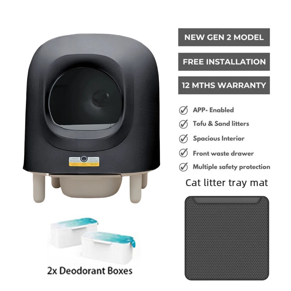 Petree 2.0 pro 2024 New 56L Automatic Smart Cat Litter Box Self Cleaning Fully Enclosed Cat Litter Box Pet Toilet Litter Tray