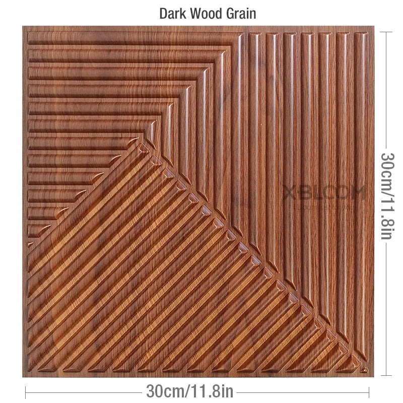 12 Pcs 30cm 3D wall sticker decorative ceiling living room Wood grain wallpaper waterproof 3D Wall panel bathroom kitchen Hotel
