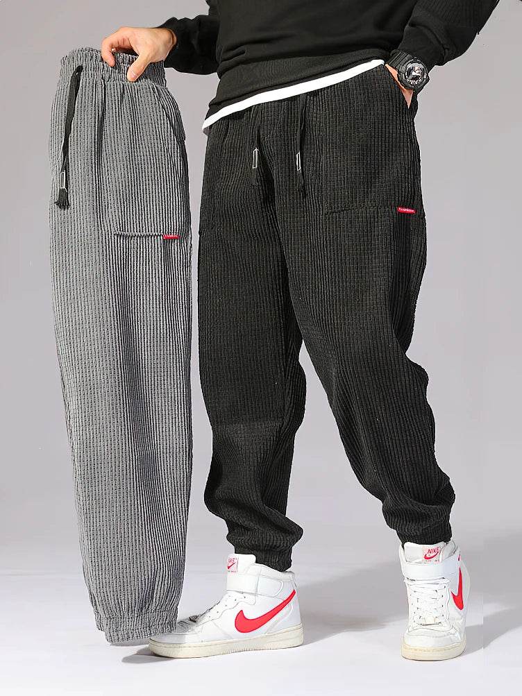Baggy Corduroy Jogger Pants Men Tech Fleece Sweatpants Man Autumn Winter Casual Harem Pants Male Sport Thermal Trousers - AIAZ