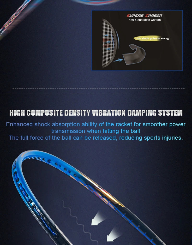 ALPSPORT AIR 10U  Ultralight 52g T800 Badminton Racket Fast Rebound  Lmported MAX 28LBS Carbon fiber + Titanium Badminton Racket