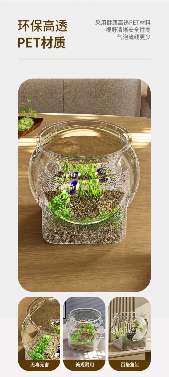Plastic Sturdy Nicely Betta Fish Bowl Small Aquariums for Small Ornamental Fish and Reptiles High Transparency Glass Good View