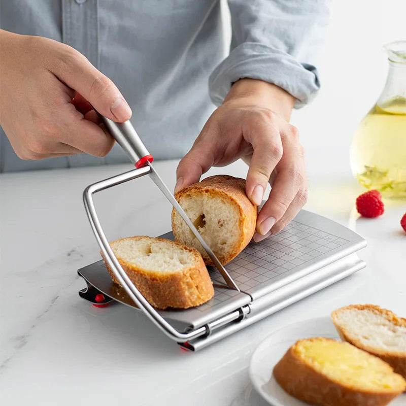 Stainless Steel Manual Food Cutter Slicing with Scale Butter Cheese Slicer Ham Cutter Multi-functional Kitchen Cutting Knife