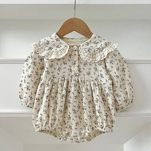 2025 New Spring 0-24M Baby Girl Clothing Infant Baby Girls Jumpsuit Long Sleeved Cotton Embroidery Newborn Baby Girls Bodysuits