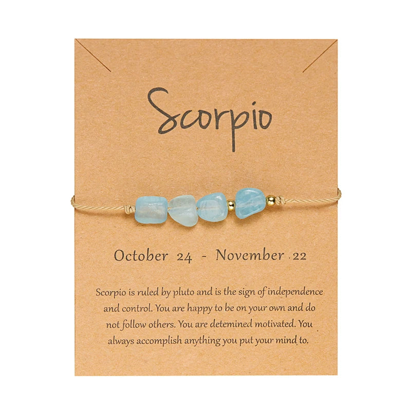 12 Zodiac Signs Woven Card Paper Bracelet for Women Men Minimalist Natural Stone Handmade  Braided Bracelet Friendship Jewelry