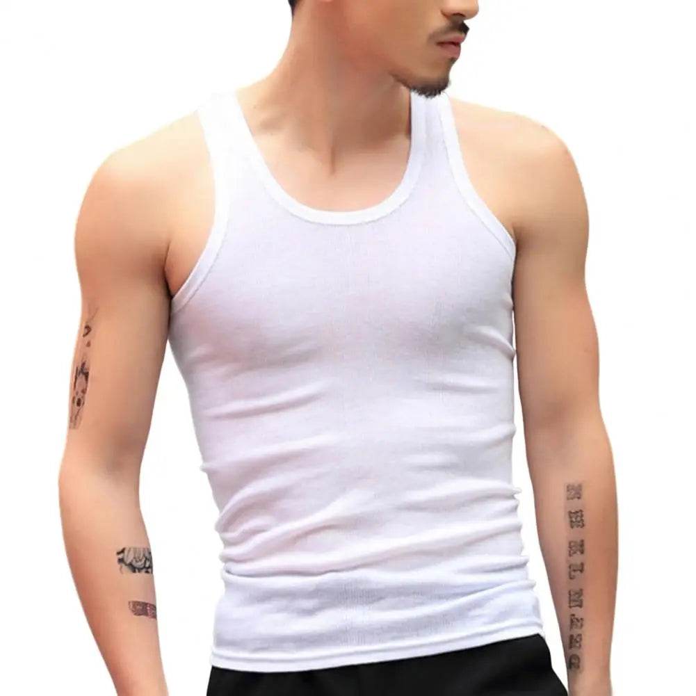 Men's Vest White Black Breathable Quick Drying Elastic Sports Vest Men Sleeveless Undershirt Fitness Training Running Tank Top - AIAZ