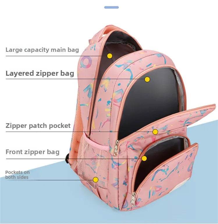 Three piece set of large capacity school backpack versatile letter printed casual backpacks junior high school student schoolbag - AIAZ