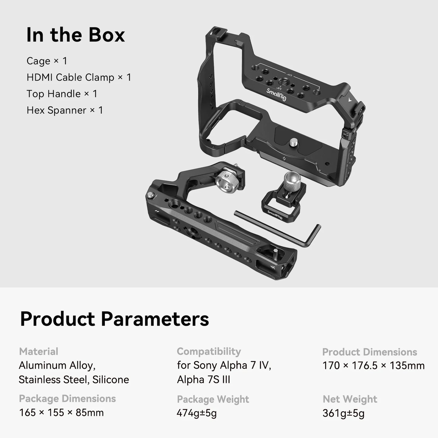 SmallRig A7m4 A7 IV Full DSLR Camera Cage for Sony Alpha a7iv A7 IV / Alpha 7S III Advanced Cage Kit L-Bracket Baseplate -3667B