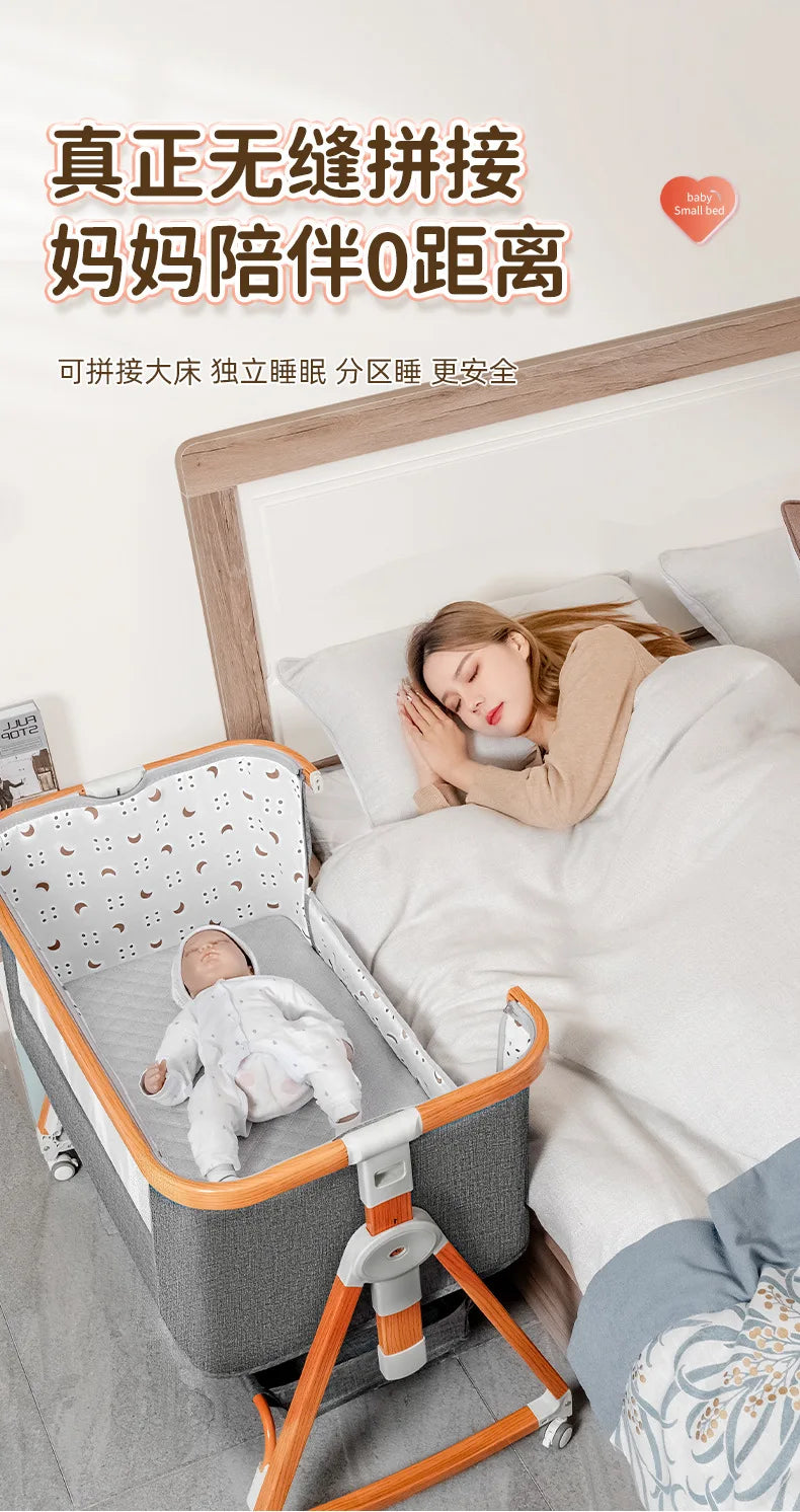 Baby bed splicing baby  movable portable cradle bed foldable multifunctional newborn adjustable