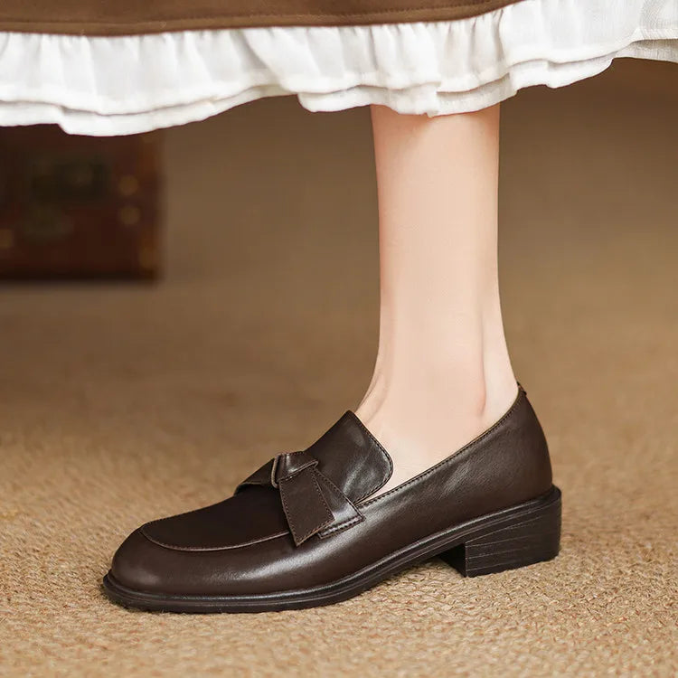 Dress Shoes Women Loafers Cow Leather Sheepskin Rubber Formal Business Suit Ladies 2025 Spring Autumn Handmade