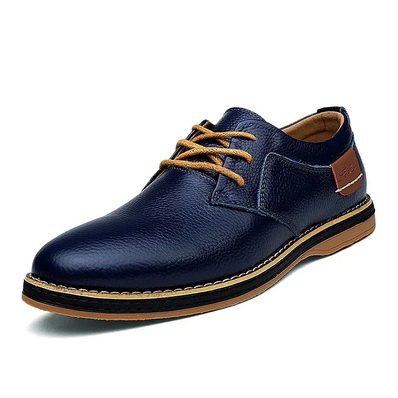 Men Oxfords Genuine Leather Dress Shoes Brogue Lace Up Italian Mens Casual Shoes Luxury Brand Moccasins Loafers Plus Size 38-48