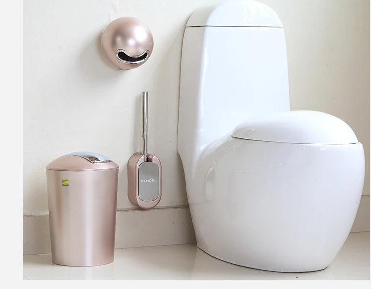 Golden Paper Holder Wall-mounted Toilet Brush Plastic Creative Toilet Paper Box Nordic Trash Can Waste Bins Bathroom Accessories