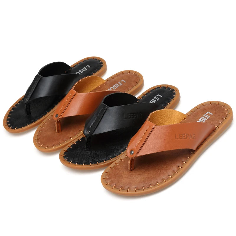 2024 Hot Selling Summer Anti Slip Men's Flip Flops Beach Camping Shoes Men's Home Flat Shoes High-quality Handmade Soles