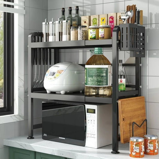 Household Multi-layer Width and Height Adjustable Storage Rack Kitchen Rust Proof Thickened Stable High Load-bearing Reset Rack