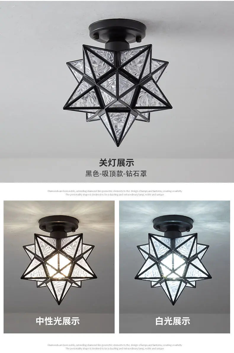 Lamps for Living Room Decor Five-pointed Star Ceiling Modern Balcony Corridor Porch Fashion Network Red Star  Ceiling Light