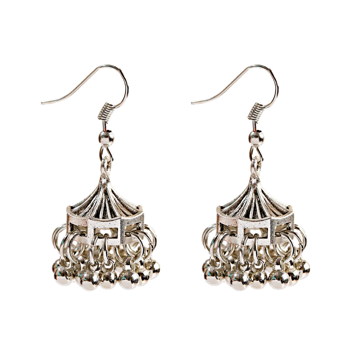 Boho Afghan Ethnic Drop Earrings For Women Pendient Gold Color Gyspy Silver Color Bell Ladies Indian Earring Jewelry