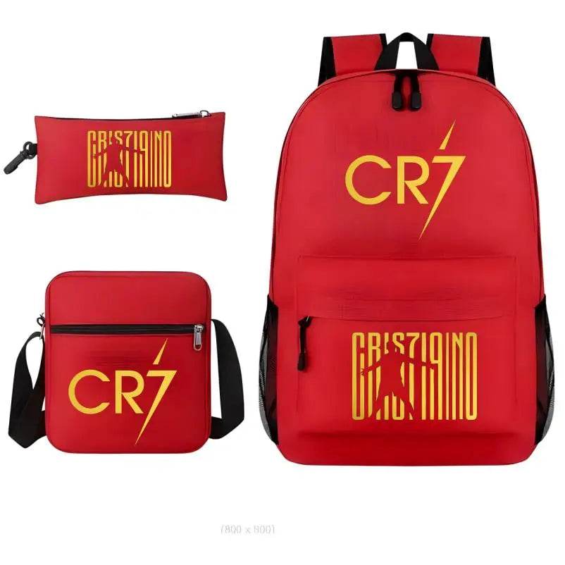 3Pcs Sets Boys Girl Football CR7 School Backpack School Bags Travel Bags Laptop Zipper Rucksack New Mochila For Students Bags - AIAZ