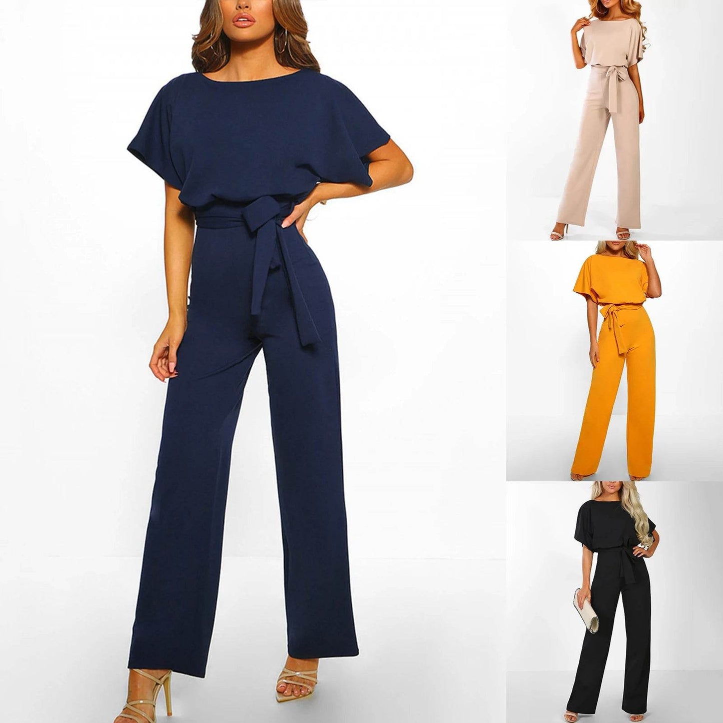 Women Sleeveless Long Jumpsuit 2025 Summer Wide Leg Pant Casual Waisted Tank Rompers Playsuit Office Lady Elegant Pocket Overall - AIAZ