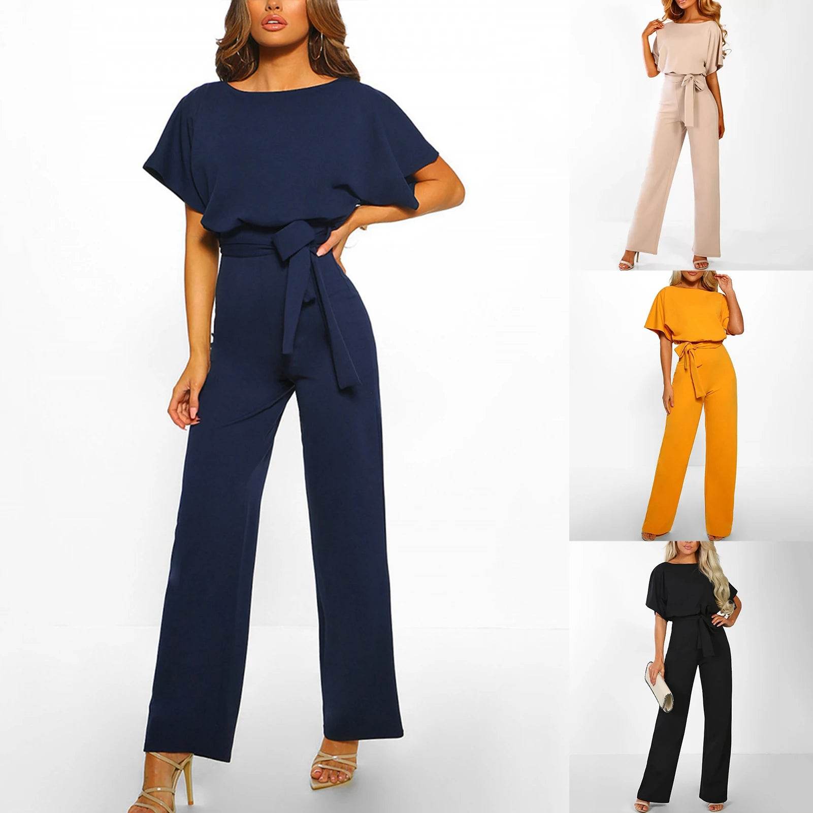 Women Sleeveless Long Jumpsuit 2025 Summer Wide Leg Pant Casual Waisted Tank Rompers Playsuit Office Lady Elegant Pocket Overall - AIAZ