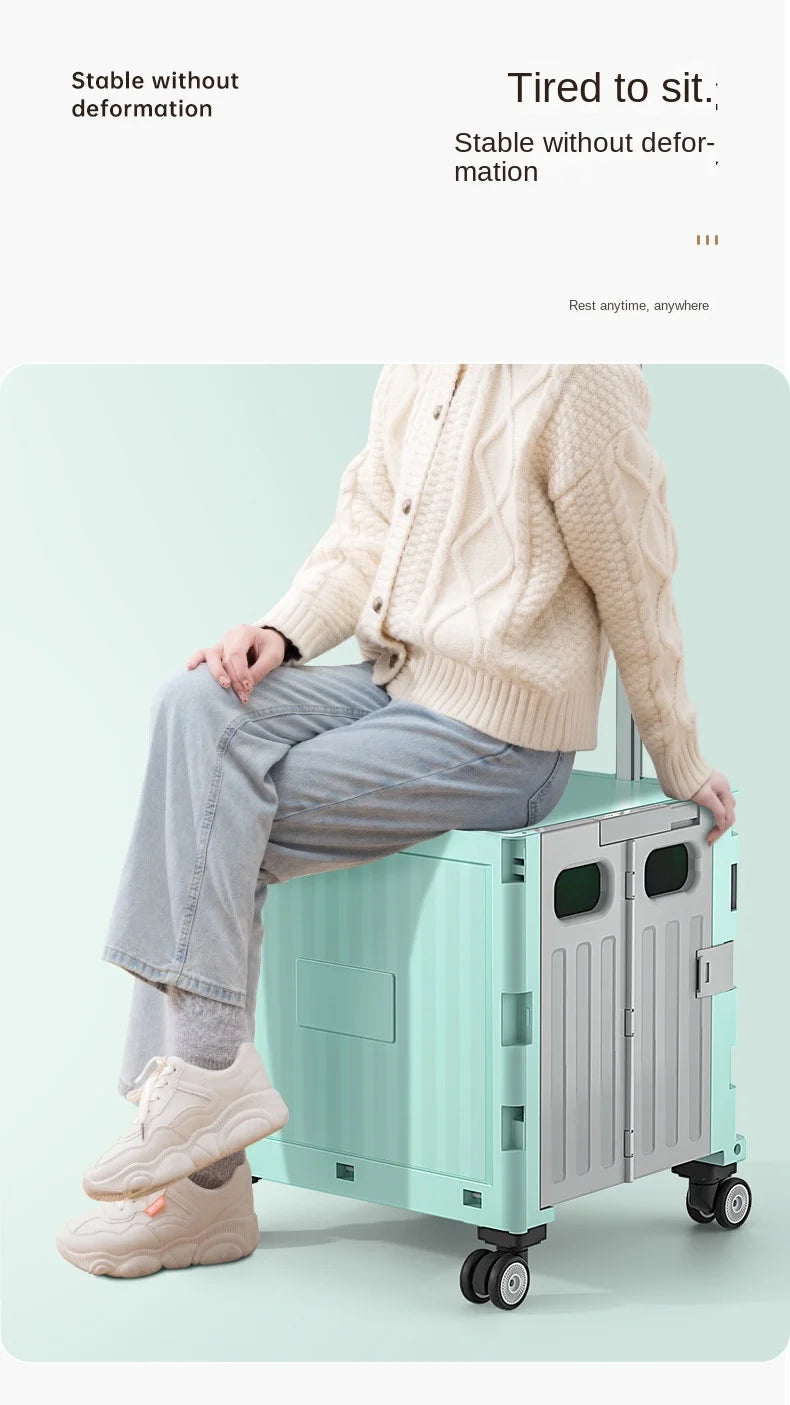 Multifunctional Camping Trolley Large Capacity Portable Folding Outdoor Storage Box Home Camping Push Box Camping Equipment