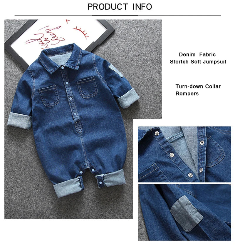 IENENS Baby Rompers Newborn Jumpsuits Clothes Denim One-pieces 0-18 Months Boy Girl Soft Suits Kids Clothes