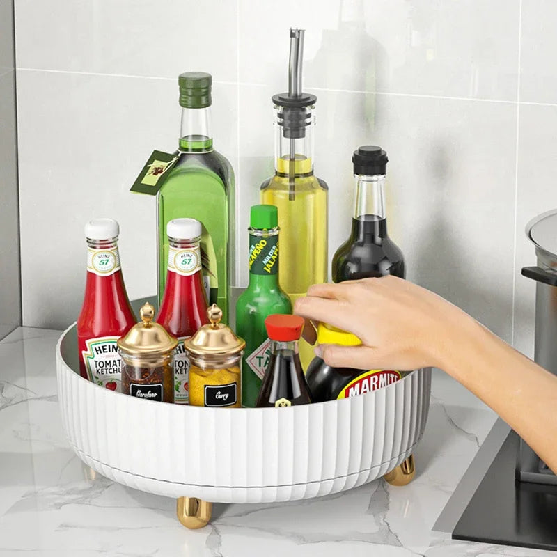 360 Degree Rotating Anti Slip Spice Rack Kitchen Seasoning Storage Rack Rotating Storage and Skincare Cosmetics Storage Rack