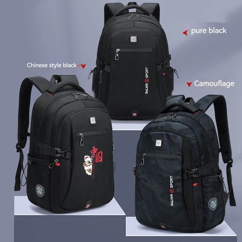 Backpack Primary School Middle School Students High School Bags Large Capacity Ultra-light Load Reduction Outdoor Travel Busines - AIAZ