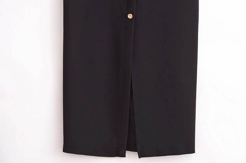 MUJER 2025 Womens Dresses Black Office Long Dresses for Women Spring Sleeveless Midi Dress Woman Belt Button Women's Dress Vest - AIAZ