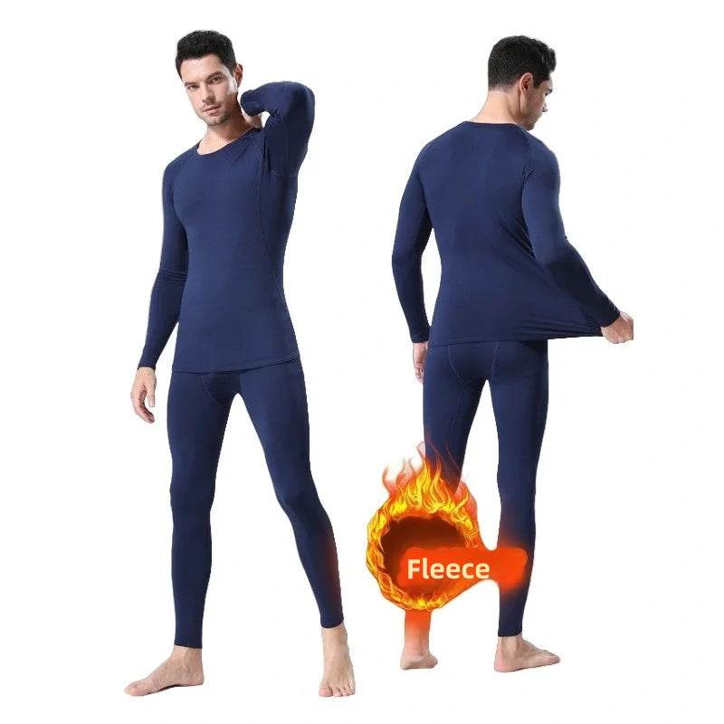Men Undershirts Men's Winter Thermal Underwear Thin Fleece Elastic Compression Fitness For Winter Sports First Layer Wear - AIAZ