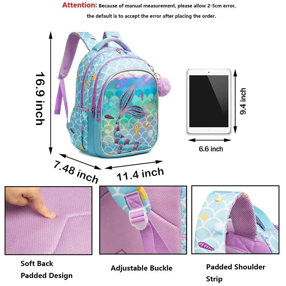Drop Shipping Backpack Set for Teenagers Waterproof School Bags for Girls Backpack Mermaid Cartoon Bag Kids School Bags Supplies - AIAZ