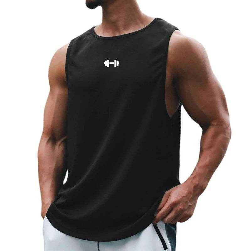 Summer Men's Gym Tank Top Fitness Training Clothing Quick-drying Loose Bodybuilding Sleeveless Shirt Men Fashion Basketball Vest - AIAZ