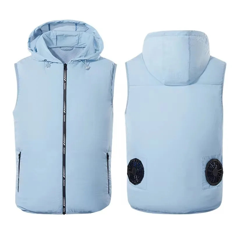 Summer Sport Fan Air Condition Cool Man Woman Travel Ultralight Brand Outdoor Vest Clothes Jacket Sun Windbreaker Fishing Worker