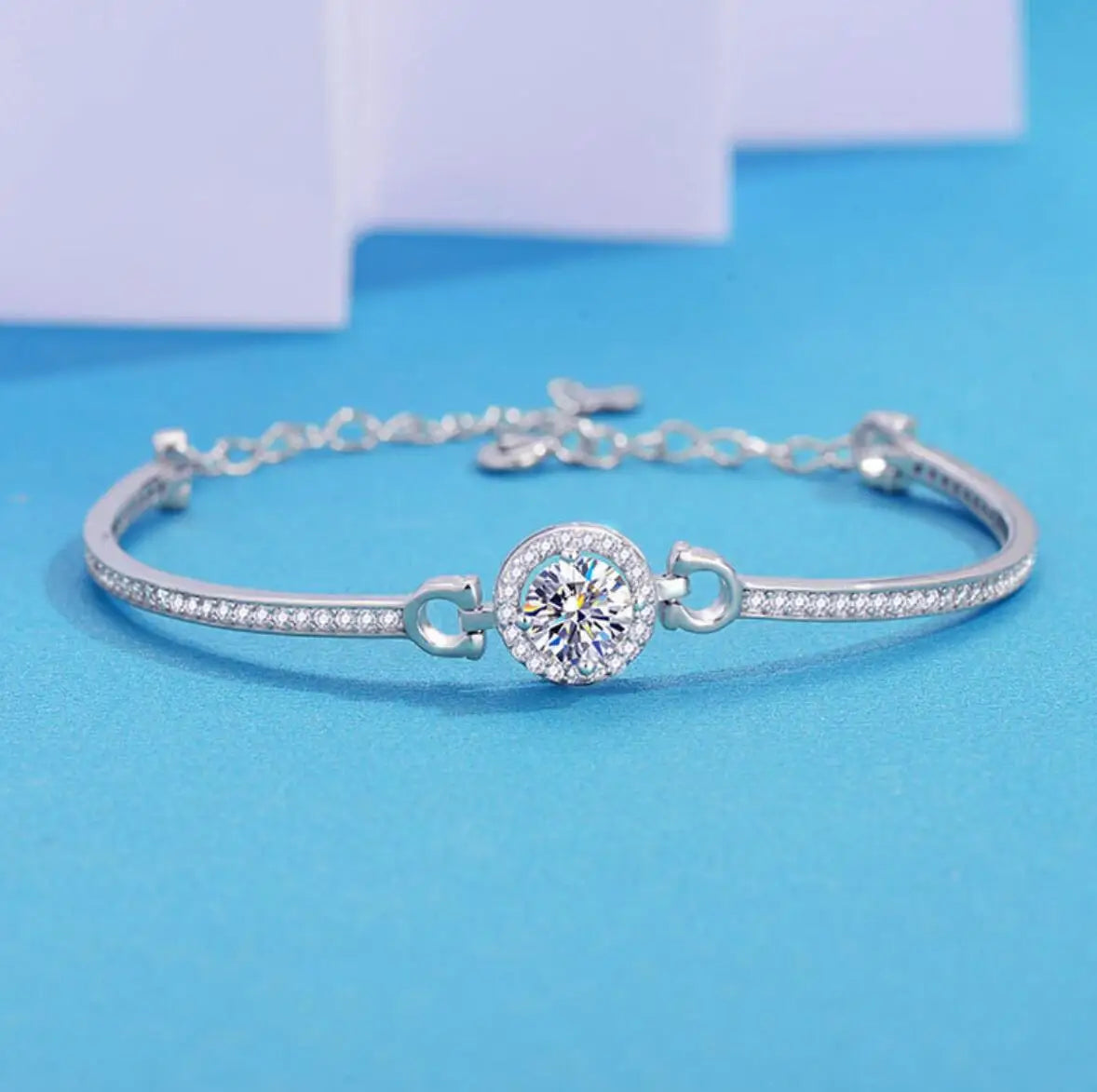 1.0 Cttw 925 Sterling Silver White Moissanite Bracelet For Women 18K Gold Plated Diamond Bangle with GRA Certificate Jewelry