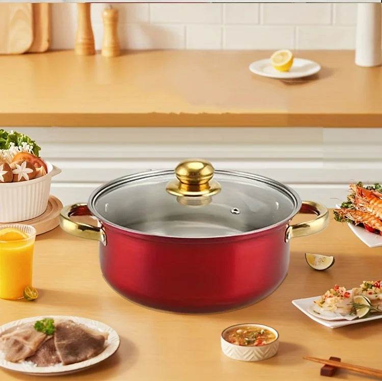 12pcs Stainless Steel Kitchenware Set, Multi-Color Non-Stick Pan Set, Pan, Pan, Pan with Lid, Versatile, Stylish And Durable - AIAZ