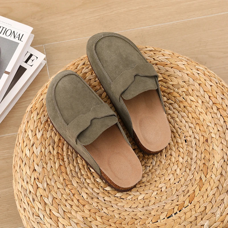 Smile PoP Cork Suede Clogs Slippers For Women Men Clogs Shoes Classic Cork Antislip Outdoor Slippers With Arch Support Mules