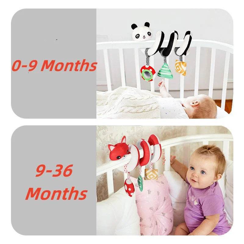 Montessori Baby Toys Kawaii Soft Plush Dolls Animal Strollers Pendant Toys for Newborn Boys Girls Toddler Birthday Gift - AIAZ