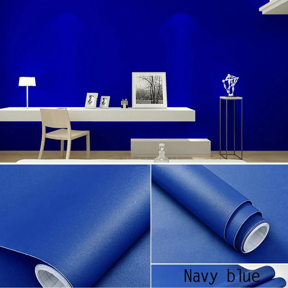 Matte Solid Color Wallpaper Self-Adhesive Vinyl Wallpaper Waterproof Wall Stickers Decorative Film Contact Paper Kitchen Home De